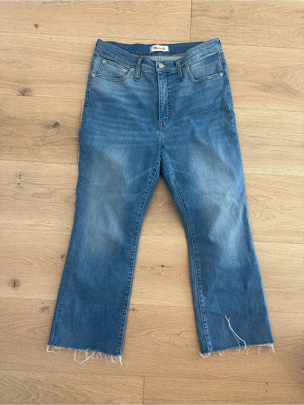 Madewell Cali Demi boot cropped jeans with Raw Hem